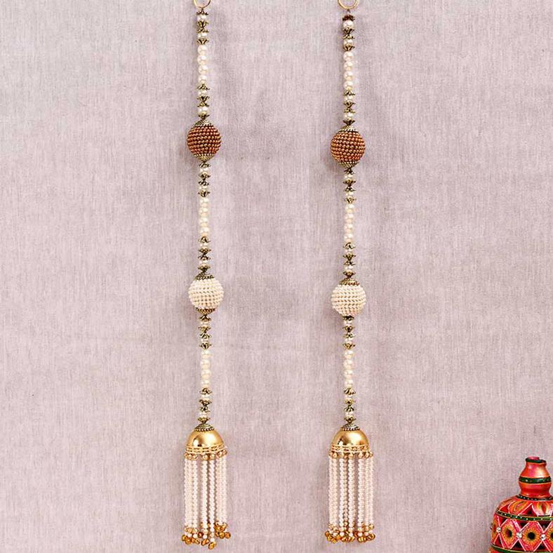 Traditionally Designed Beads & Metallic Door Hanging 26"