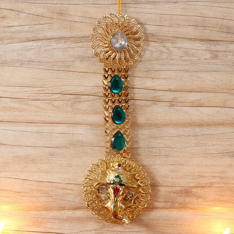 Majestic Metallic Ganesha Wall Hanging Art 6"