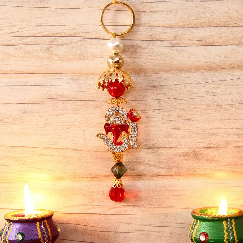 Designer Ganesha Stone Studded Hanging Decor 5"