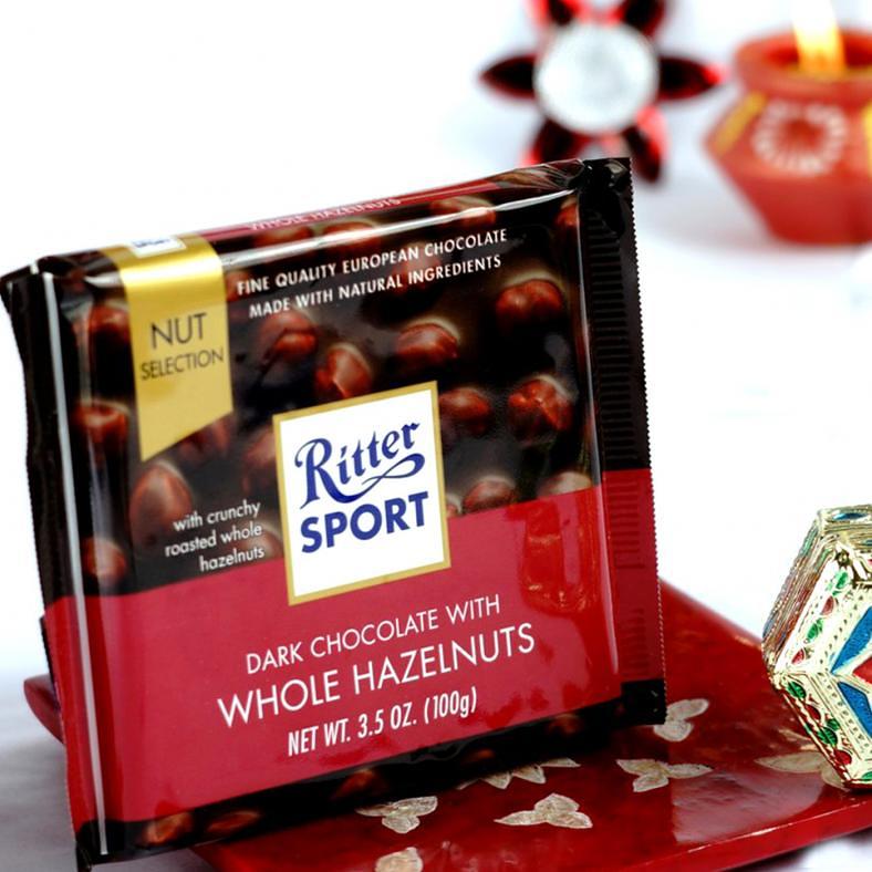 Bhaidooj Tikka  Thali w/ Ritter Sport Dark Whole Hazelnuts Chocolate