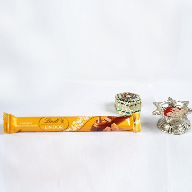 Bhaidooj Gift Set w/ Tikka & Lindt Lindor Caramel Milk Chocolate