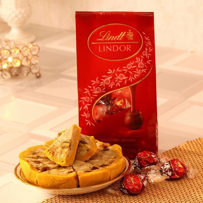 Lindt Milk Chocolate Truffles w/  Dryfruit Cassata Roll 450 Gms