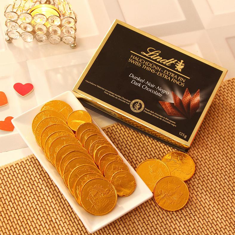 Lindt Dark Chocolate Box w/ Gold Coin Chocolates 29405 Buy Online