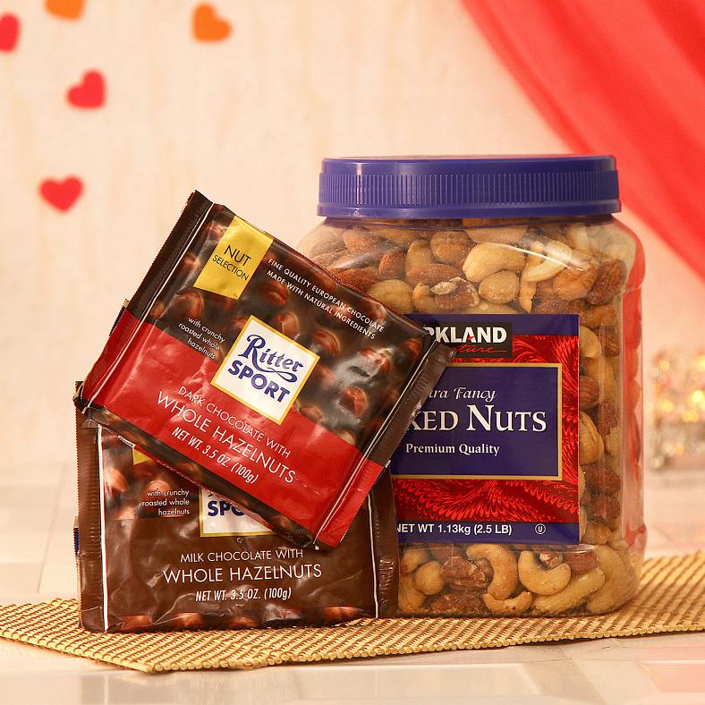 Pack of Two Assorted Ritter Sport Chocolate w/ Mix Nuts