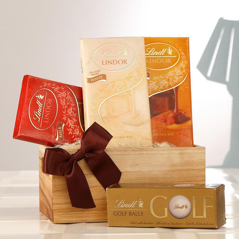 Assorted Lindt Lindor Chocolates in Gift Basket