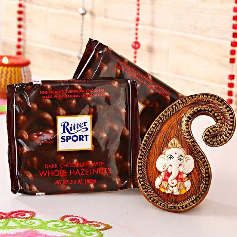 Paisley Lord Ganesha Wall Hanging w/ Ritter Dark Chocolate