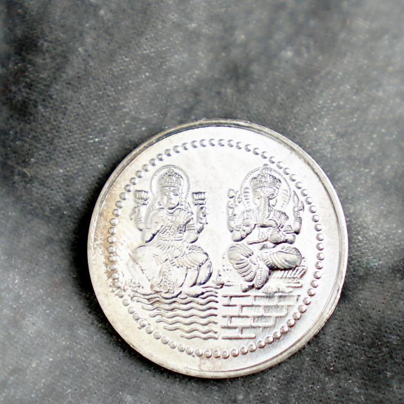 Laxmi Ganesha Silver Coin for Diwali & Return Gifting 5 Gms