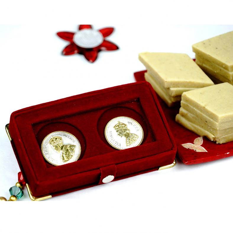 Kaju Katli 1 lb  w/ King & Queen Pure Silver Coin 10 Gms