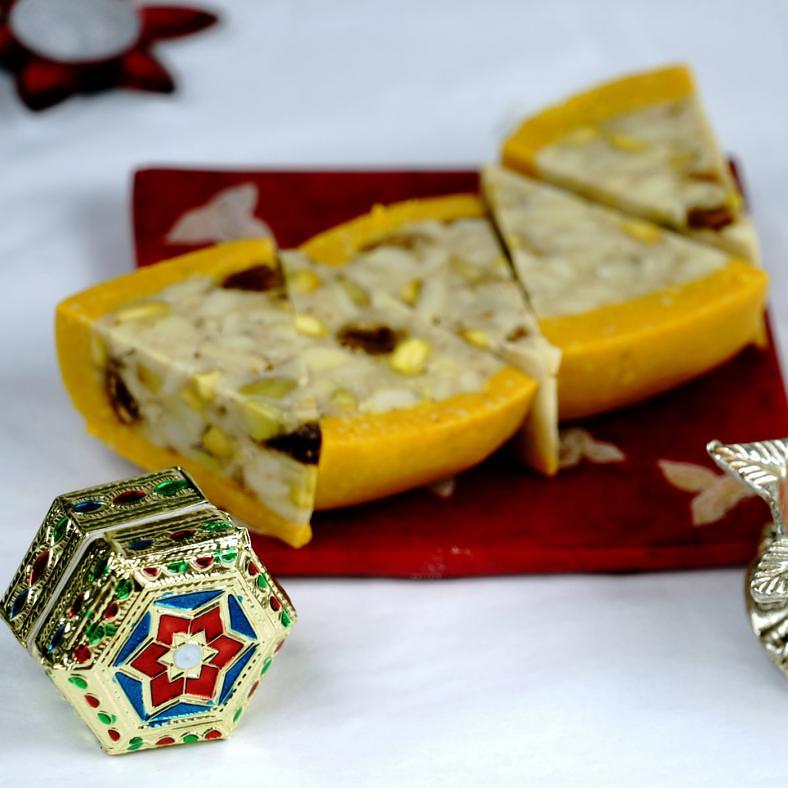 Bhaidooj Tikka w/ Delicious Dry Fruit Cassata Roll