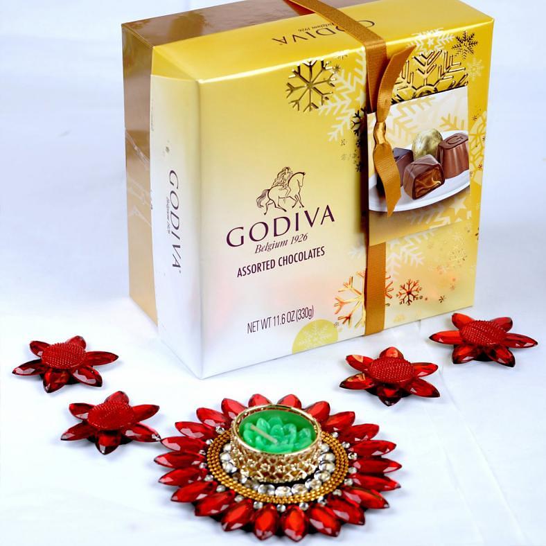 Elegant Floating Diyas w/ Godiva Chocolates