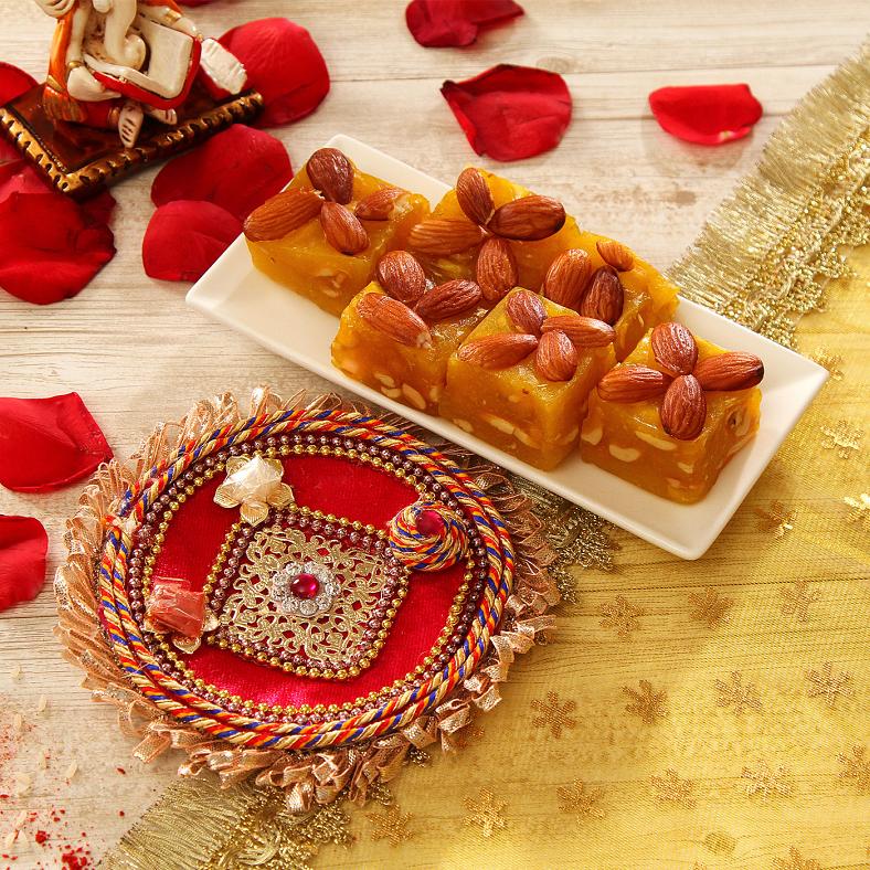 Fancy Bhaidooj Tikka Thali w/ Karachi Halwa