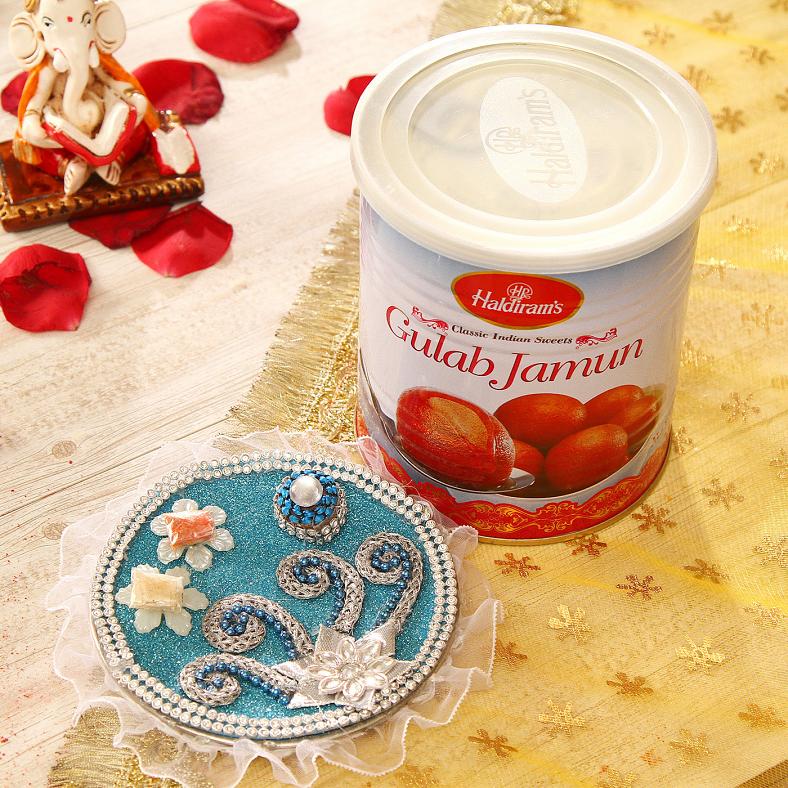 Delicious Gulab Jamun w/ Fancy Tikka Thali for Gifting