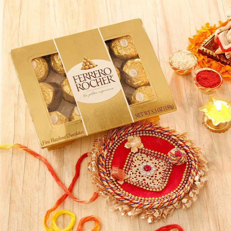 Traditional Bhaidooj Tikka Thali w/ Ferrero Rocher Gift Set