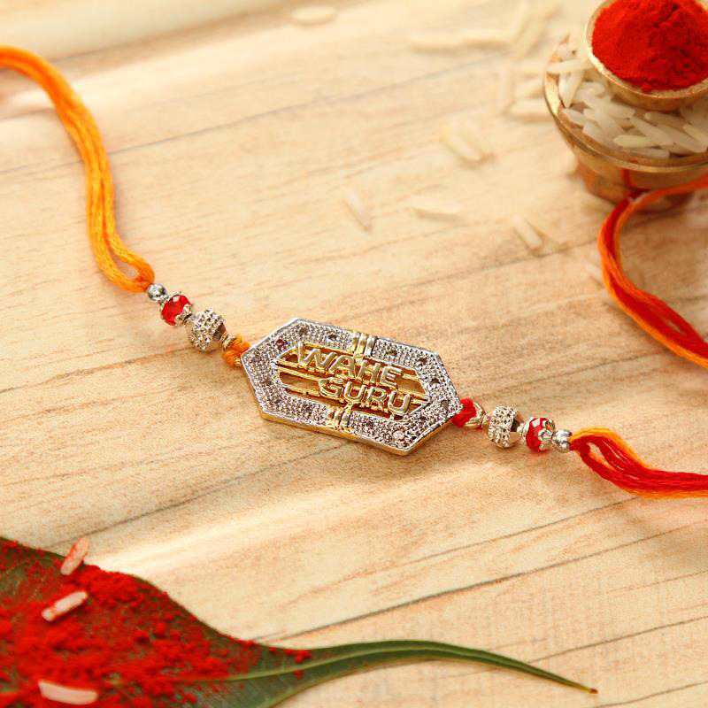 Divine Wahe Guru Stone Studded Rakhi