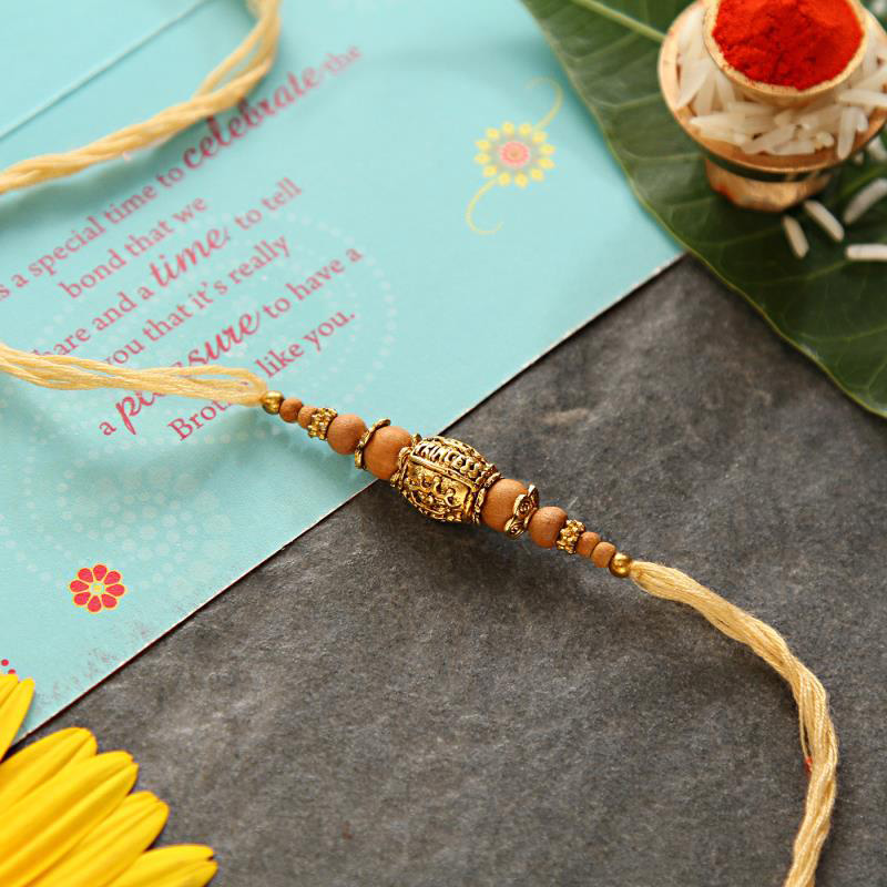 Wooden Beads Antique Rakhi Brother