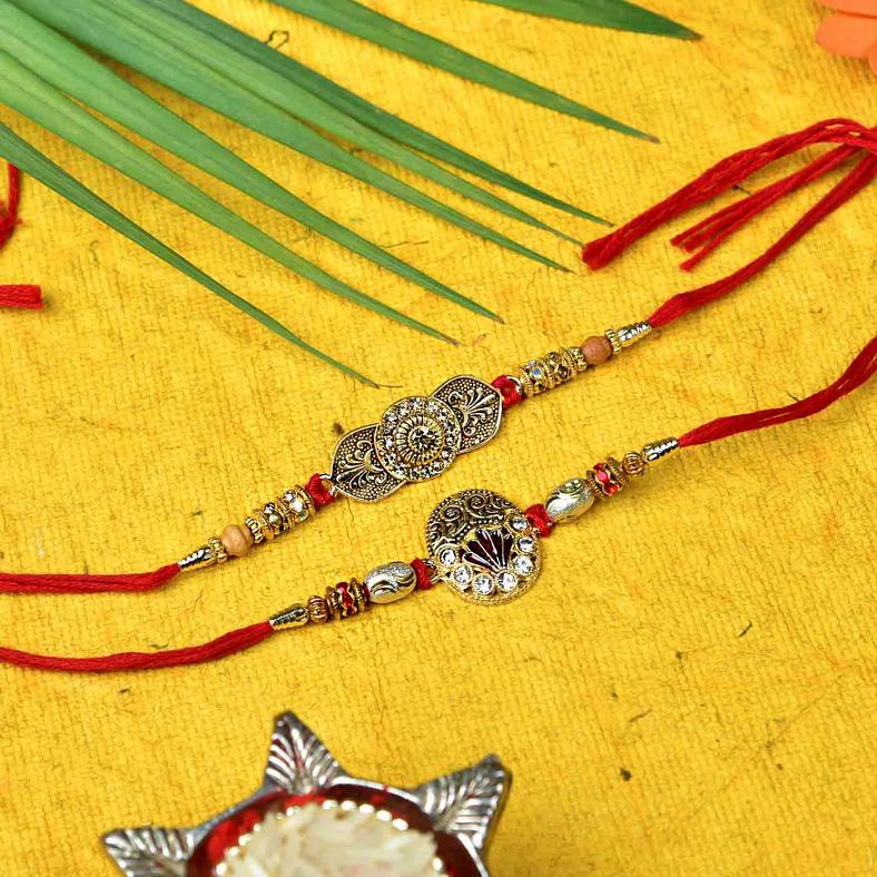 Set of Two Antique Work Design Rakhi
