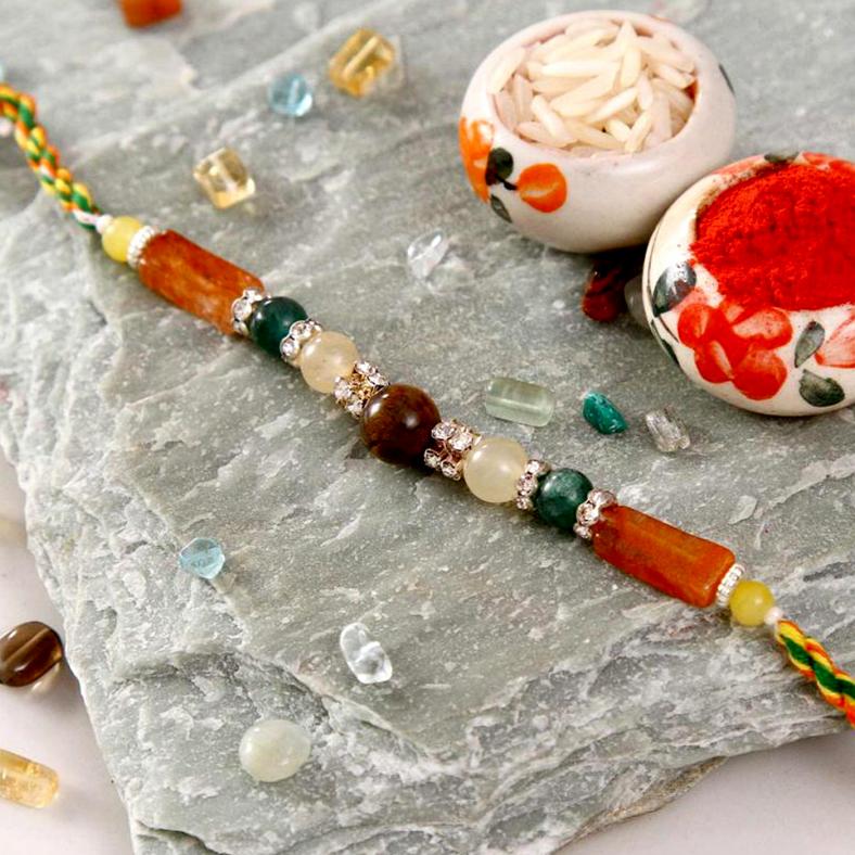 Tiger Eye & Jade Stone Rakhi
