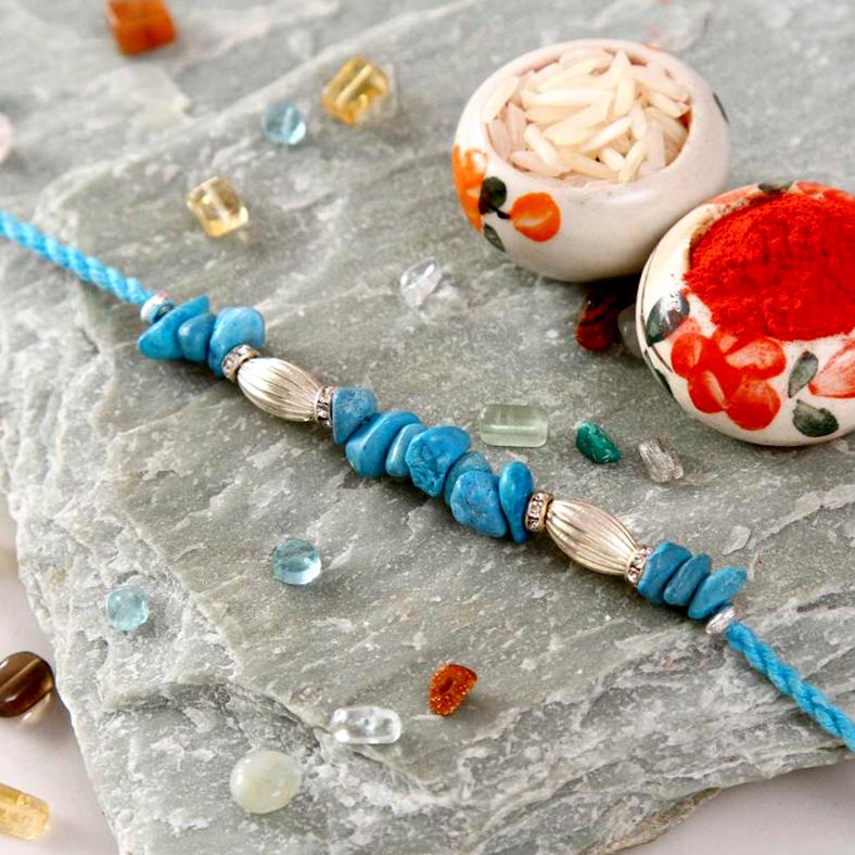 Pretty Turquoise Stone Rakhi