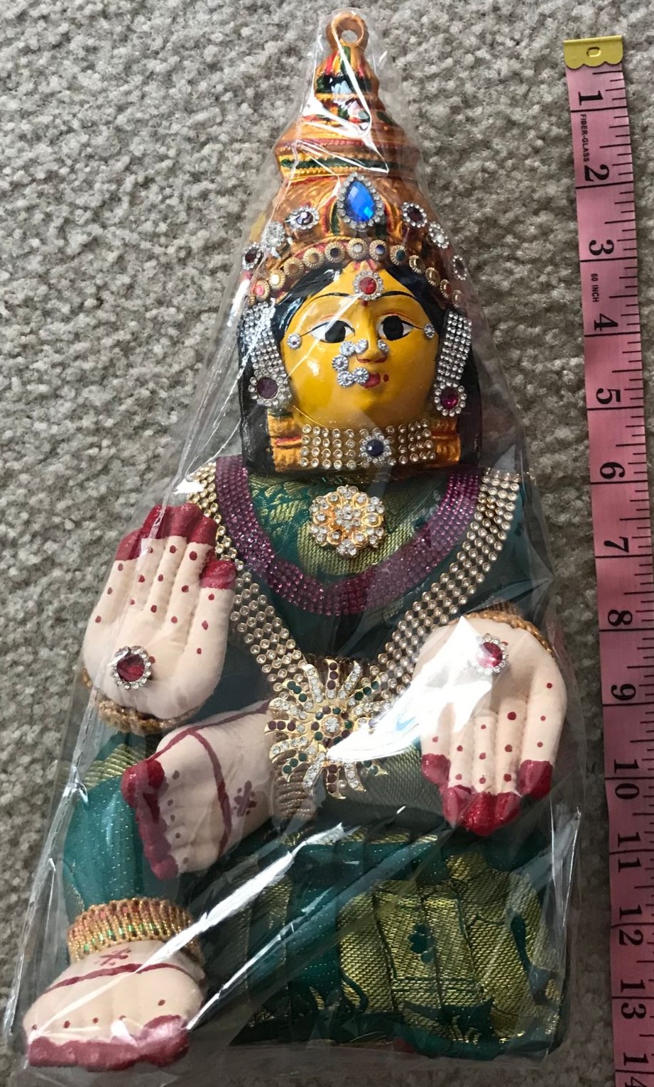 Varalakshmi Idol for Puja 13.5" in Green Saree Full Body w/ Face Varalakshmi Idol for Puja 13.5" in Green Saree Full Body w/ Face