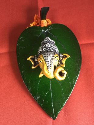 Lord Ganesha on Paan Betel Leaf Wall Hanging 6.5
