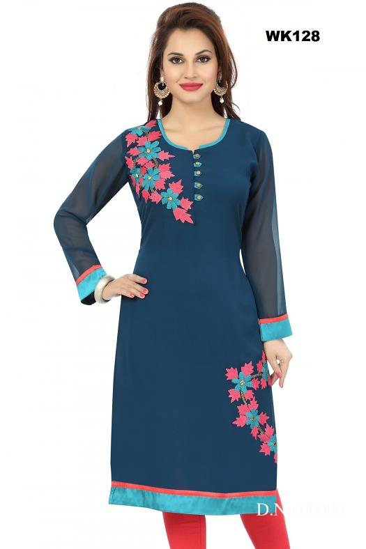 Peach Georgette Kurti MDK185