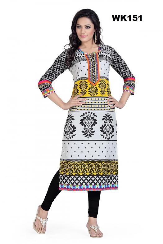 Indian Designer Printed Women Long Kurta - The Print Parade S-M Indian Designer Printed Women Long Kurta - The Print Parade S-M