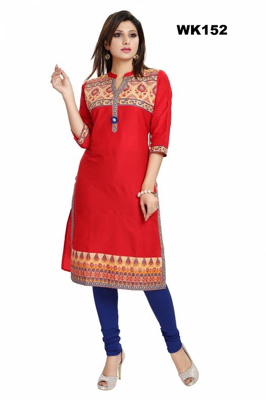 Captivating Red Luscious Cotton Silk Kurti for Everyday Wear S-L Captivating Red Luscious Cotton Silk Kurti for Everyday Wear S-L