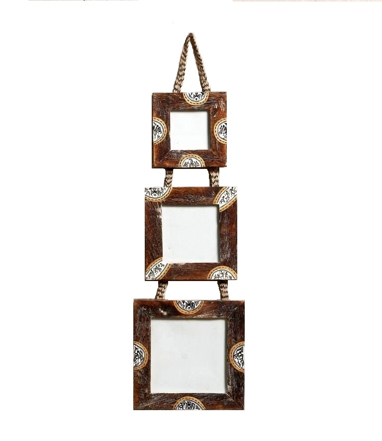 Antique Finish Wooden Photo Frames with Warli Painting Antique Finish Wooden Photo Frames with Warli Painting