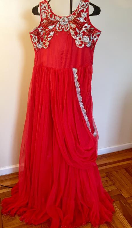 red indo western dress