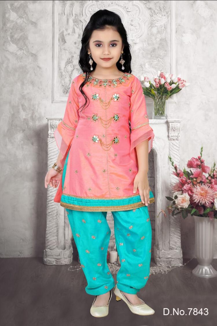Elegant Looking Shaded Pink Patiala for Young Girls 6 to 11 Year Old Elegant Looking Shaded Pink Patiala for Young Girls 6 to 11 Year Old