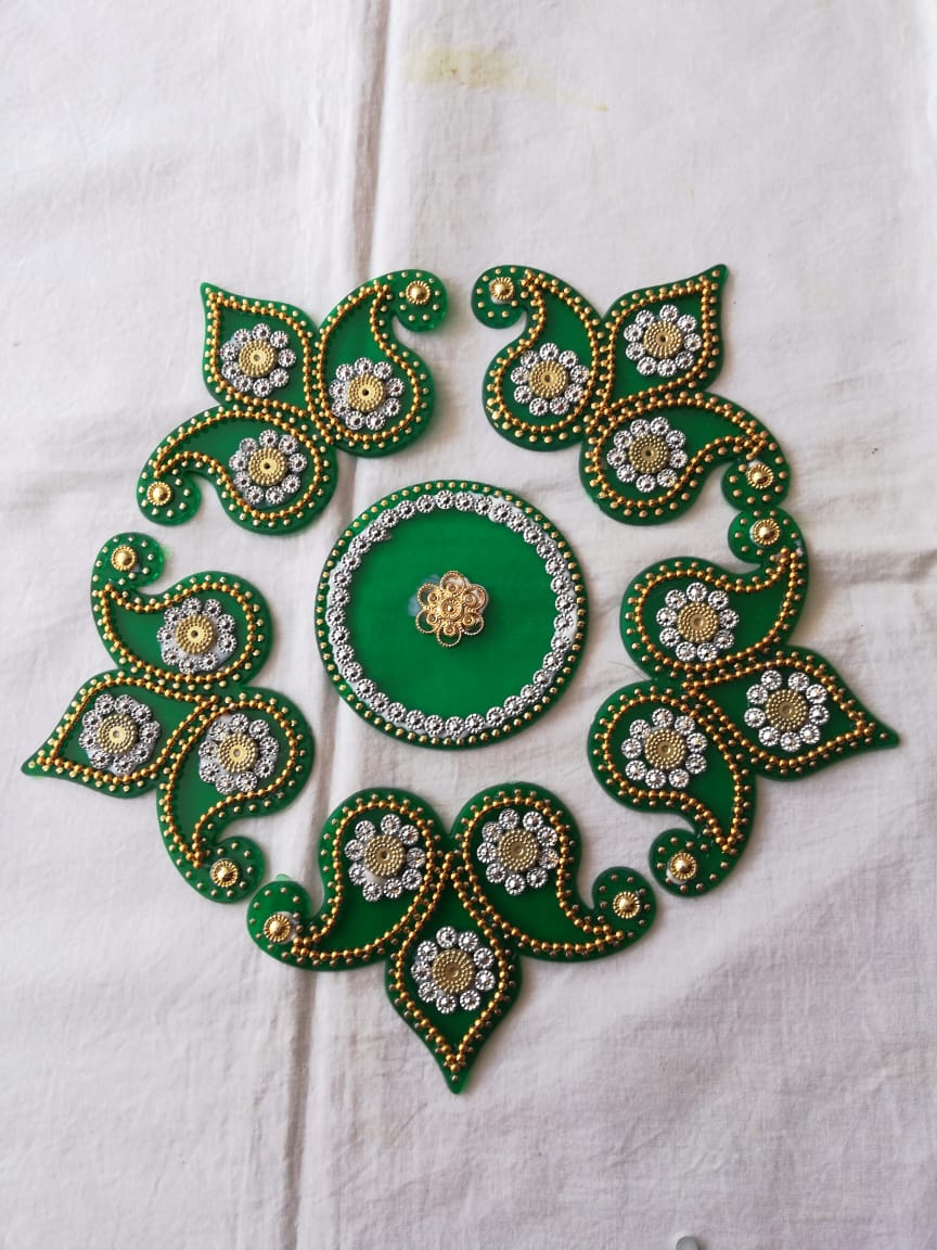 Embellished Traditional Redy to Use Mango Design Rangoli 10" Embellished Traditional Redy to Use Mango Design Rangoli 10"