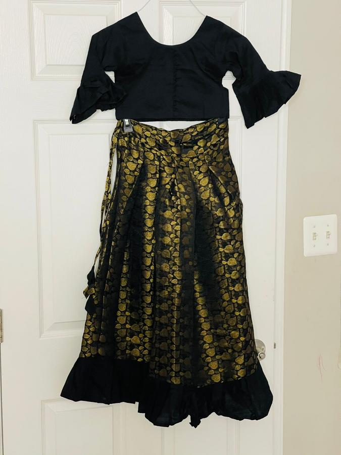 Black Crop Top Girls Dress 6 to 8 Years (27" Chest & 26" Adjustable Waist)