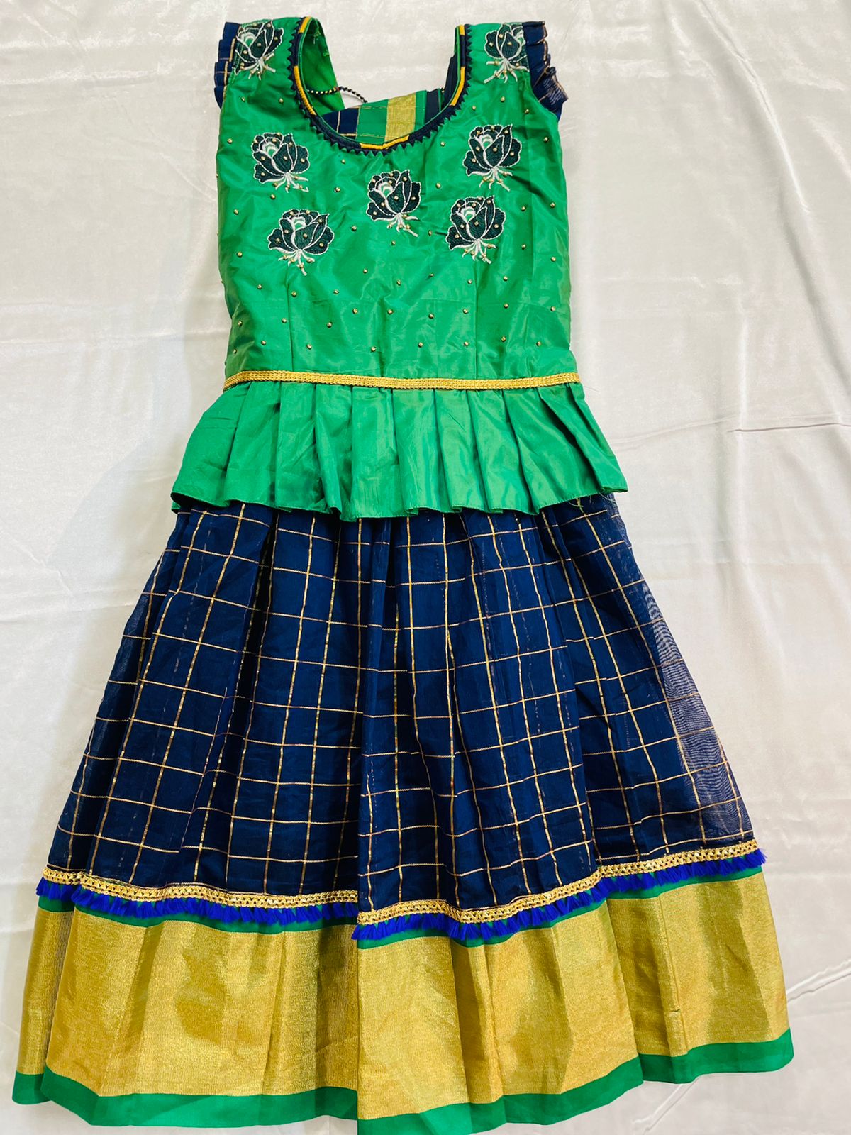 Uppadam Checks Pavada for Girls - Size 26 - 6 to 7 Years