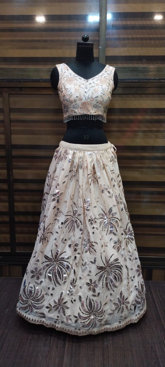 Designer Peach Lehnga Choli With Heavy Work