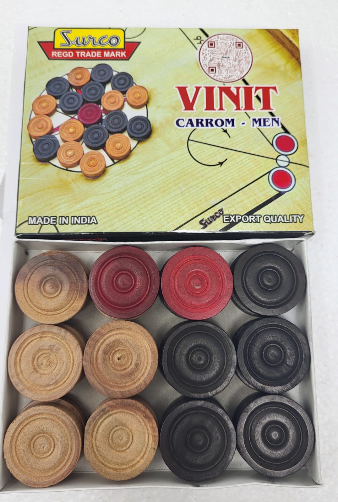 Surco Vinit Wooden Carrom Coins Set