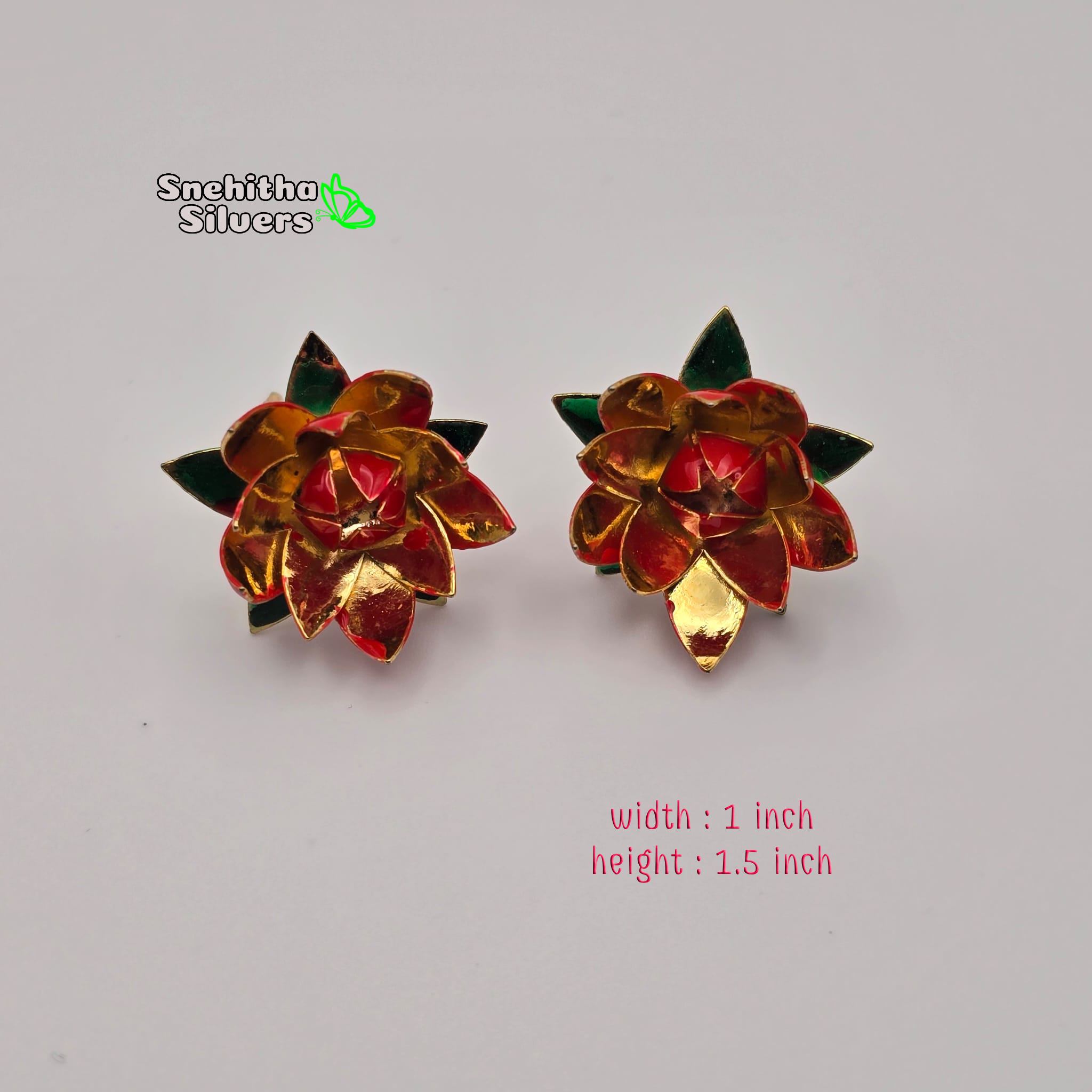 Silver flower- red enamel flower -Silver Pooja Items for Home, Return Gift Silver flower- red enamel flower -Silver Pooja Items for Home, Return Gift