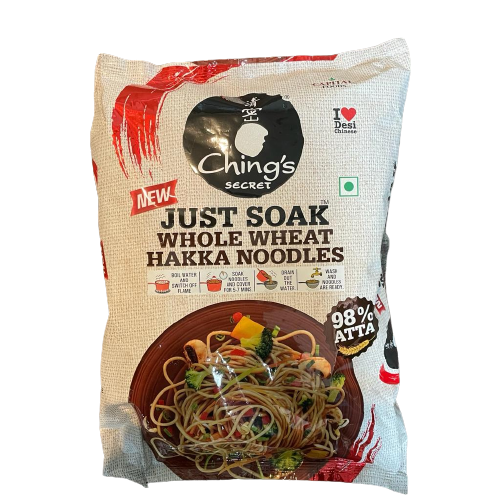 Chings Just Soak Whole Wheat Hakka Noodles - 600g (98% Atta)