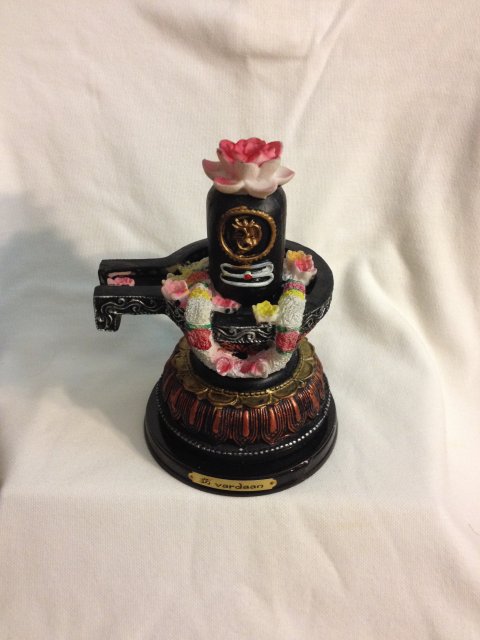 Decorated Wood Shivling with Om Print