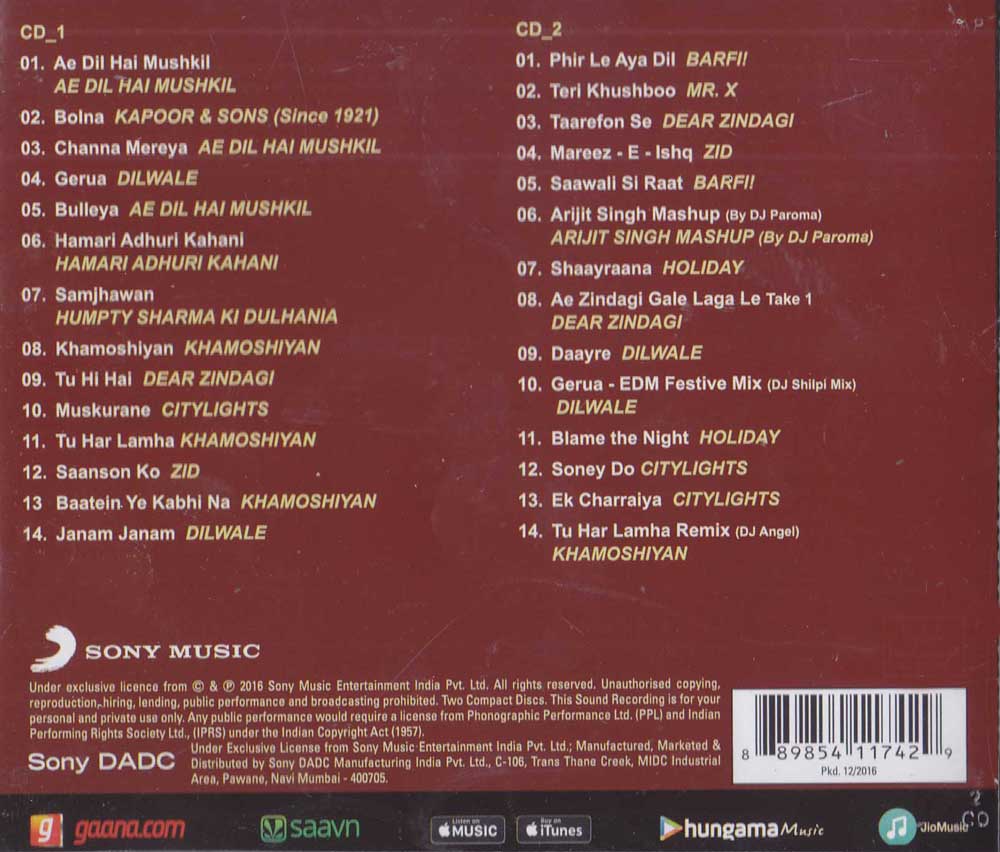 Yours Truly Arjit Greatest Hits Hindi Songs (A Set Of 2 CD's) 
