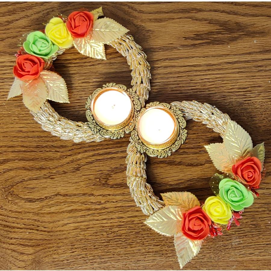 Diwali special - Set of two flower tea light holders