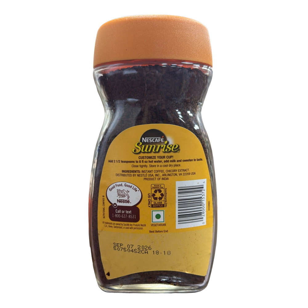 Nescafe Sunrise Instant Coffee - 190g Export Pack Bottle | Rich Aroma & Flavor | Premium South Indian Blend