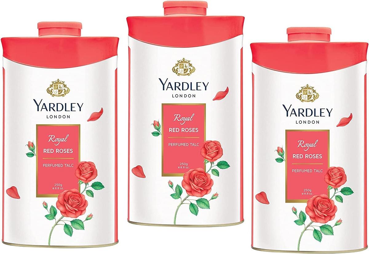 Yardley London Fresh Floral Fragrance Locked in a Fine & Silky Perfumed Talcum Powder (Yardley London Royal Red Rose, Pack of 3 250Gram) Yardley London Fresh Floral Fragrance Locked in a Fine & Silky Perfumed Talcum Powder (Yardley London Royal Red Rose, Pack of 3 250Gram)
