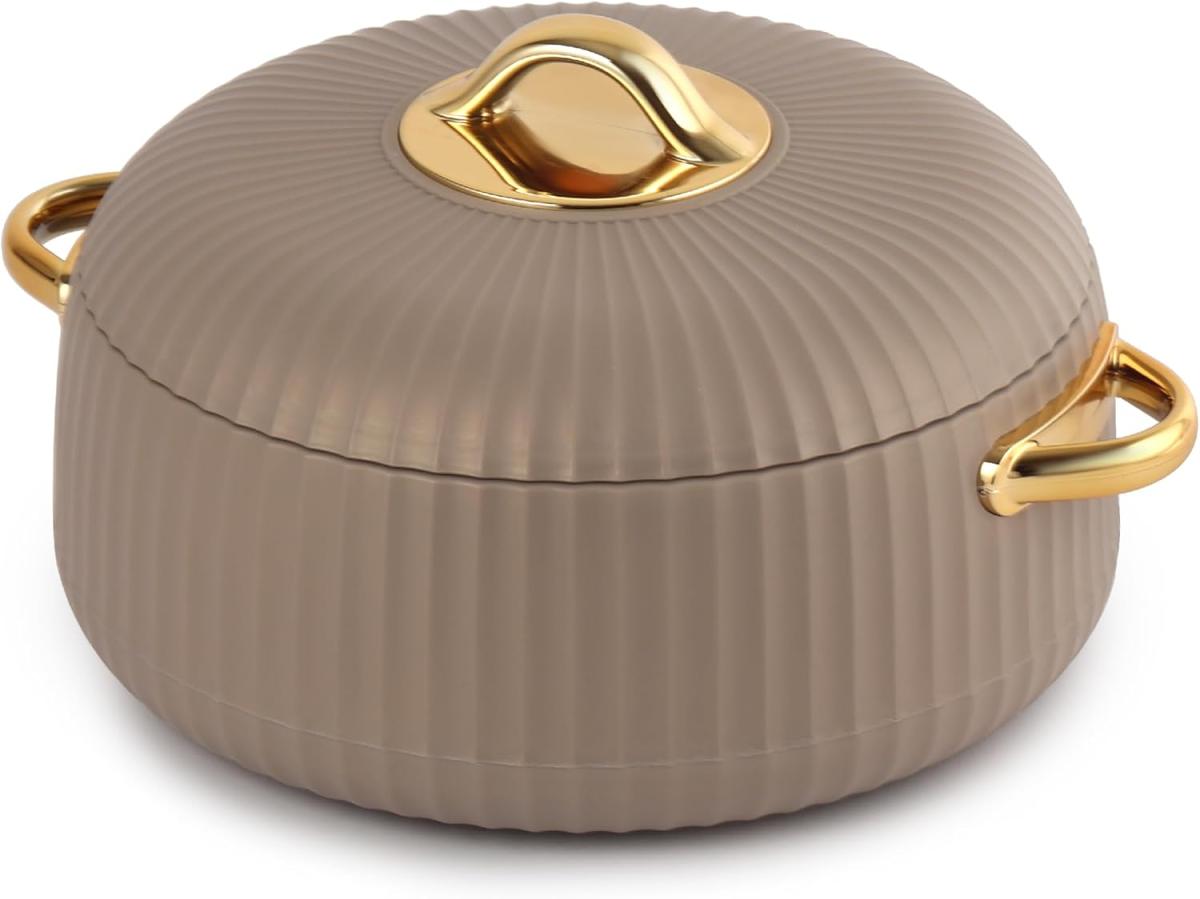 Cello Aurum Luxury Inner Stainless Steel Insulated Hot-pot 2500ml, Brown