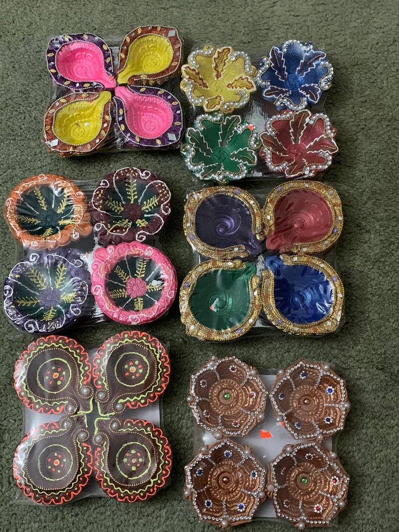 16 Pcs Decorative Colorful Assorted Earthen Clay Diya for Diwali 16 Pcs Decorative Colorful Assorted Earthen Clay Diya for Diwali