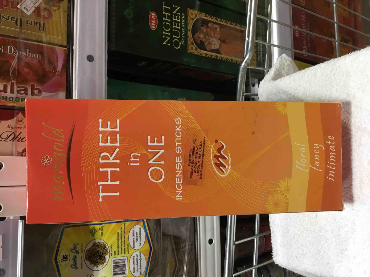 Marigold Three In One Incense Sticks- 6 x 20 stx