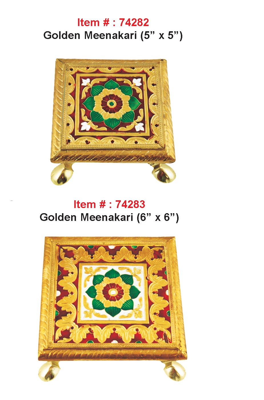 Small Traditional Design Golden Meenakari Bajot / Chowki / Chowrang 5" & 6" Small Traditional Design Golden Meenakari Bajot / Chowki / Chowrang 5" & 6"