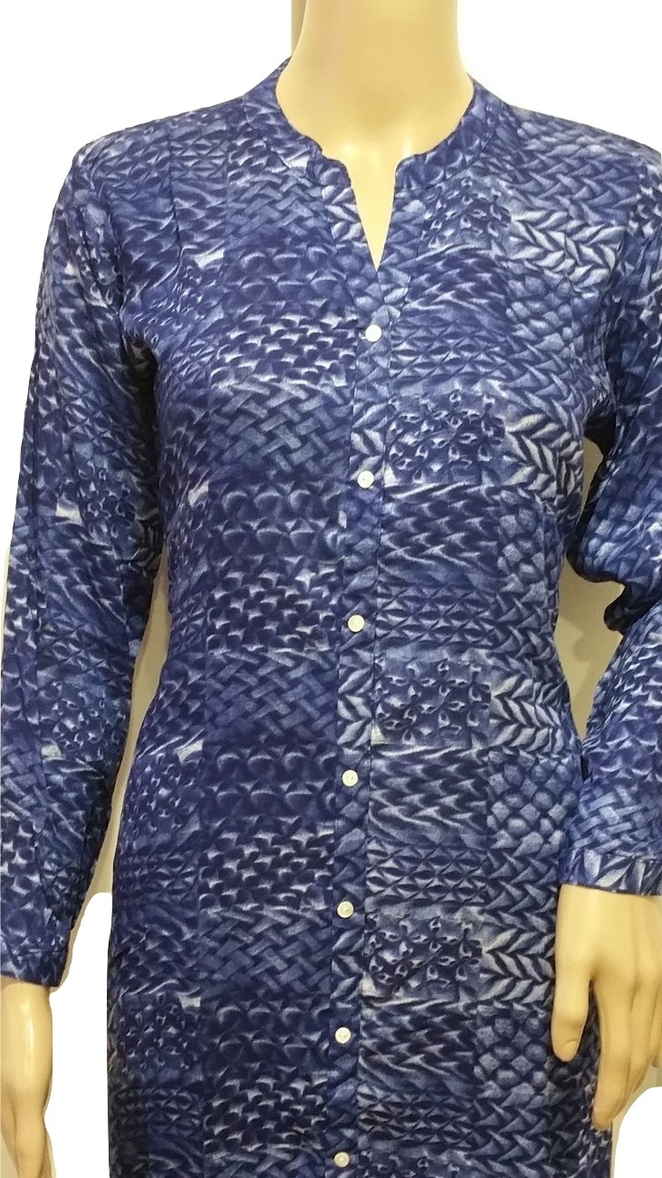 Trendy Soft Marble Print Rayon Front Slit Kurti Tunic Size 36