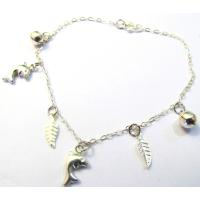 Dangling Dolphin Cross Leaves Ball Sterling 92.5 Silver Bracelet Dangling Dolphin Cross Leaves Ball Sterling 92.5 Silver Bracelet
