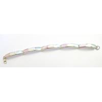 Rectangle Link Silver 92.5 Bracelet in Blue Opal Pink Mother of Pearl Rectangle Link Silver 92.5 Bracelet in Blue Opal Pink Mother of Pearl