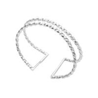 BR115 Dress Your Wrist Twisted Drilled Sterling Silver Double Cuff Bracelet